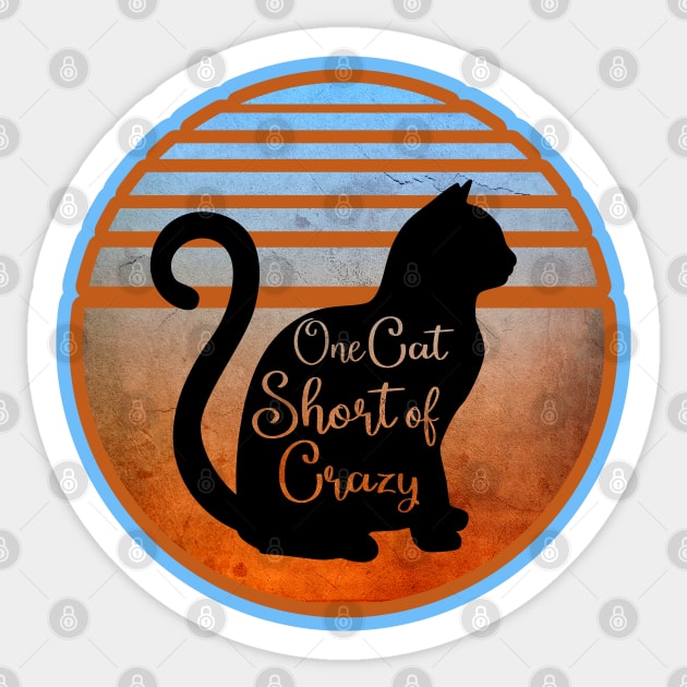 One Cat Short of Crazy - Retro Orange & Blue design Sticker by Off the Page